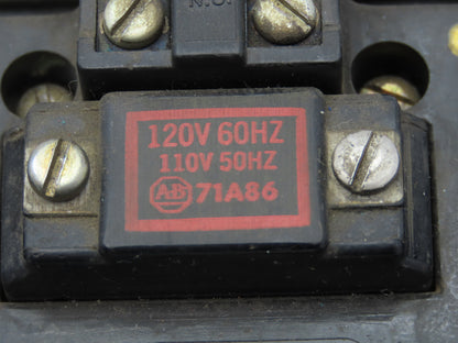 Allen Bradley 1000-NX103 3 Pole Reversing Motor Starter W 120V Coils 71A86 Ser C
