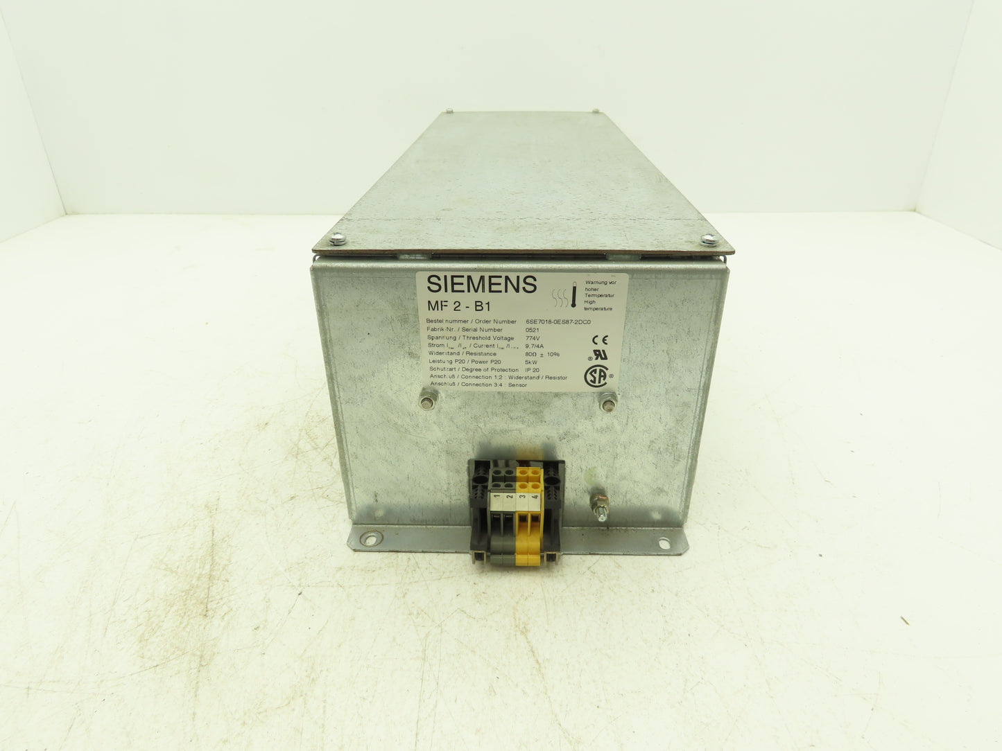 Siemens 6SE7018-0ES87-2DC0 MF 2-B1 Sinamics/Simovert Braking Resistor 80 Ohm