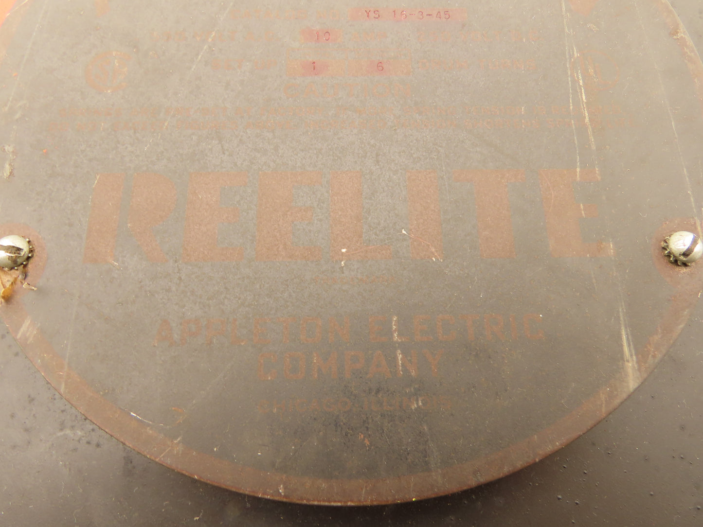 Appleton Reelite YS 16-3-45 Retractable Power Cord Reel 3Wire Cable 550V 3PH 36'