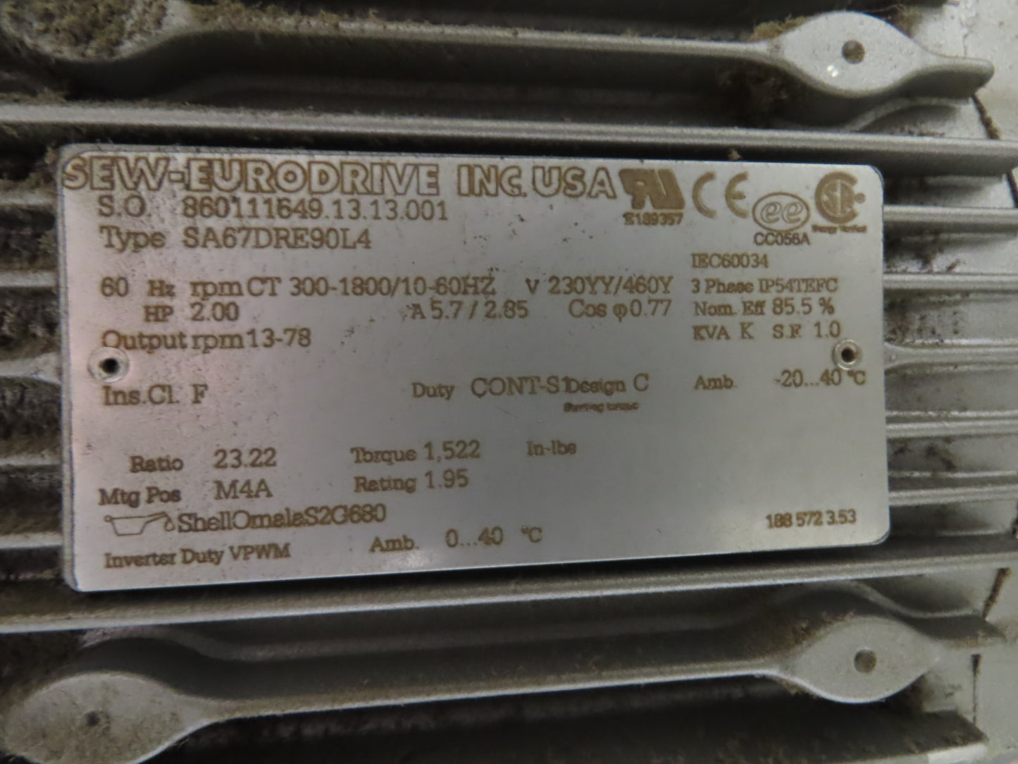 Ryson 1300-400-B1 Elevating Spiral Conveyor 16" Slat Belt 2Hp 230/460V 15' 4"H