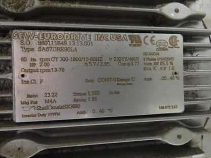 Ryson 1300-400-B1 Elevating Spiral Conveyor 16" Slat Belt 2Hp 230/460V 15' 4"H