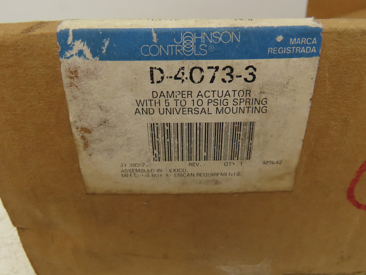 Johnson Controls D-4073-3 Damper Actuator 5-10PSIG Spring Universal Mount
