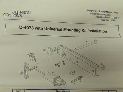 Johnson Controls D-4073-3 Damper Actuator 5-10PSIG Spring Universal Mount