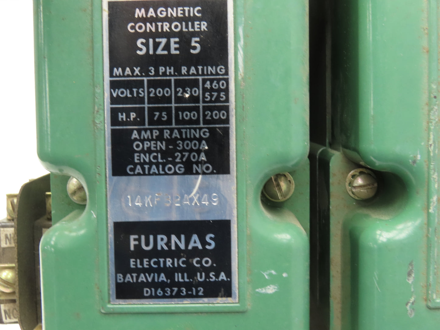 Furnas 14KF32AX49 Size 5 Motor Starter Contactor 200Hp 600V 3PH No Coil