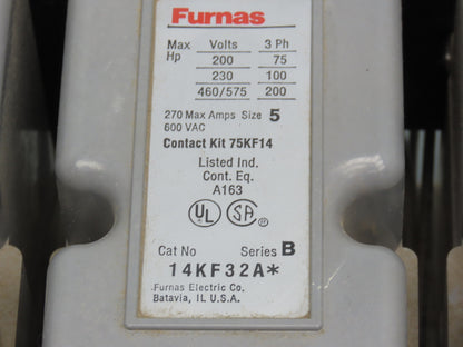 Furnas 14KF32A Contactor Motor Starter Assembly 270A 200Hp 3PH 600V No Coil