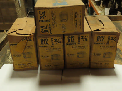 Regal 612  3/4" EMT Conduit Compression Coupling Concrete Rain Tight Lot of 125