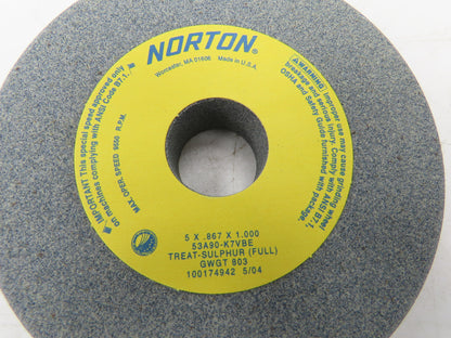 Norton 53A90-K7VBE Rounded Grinding Wheel 5" Dia x 7/8"W x 1" Arbor  Lot of 20