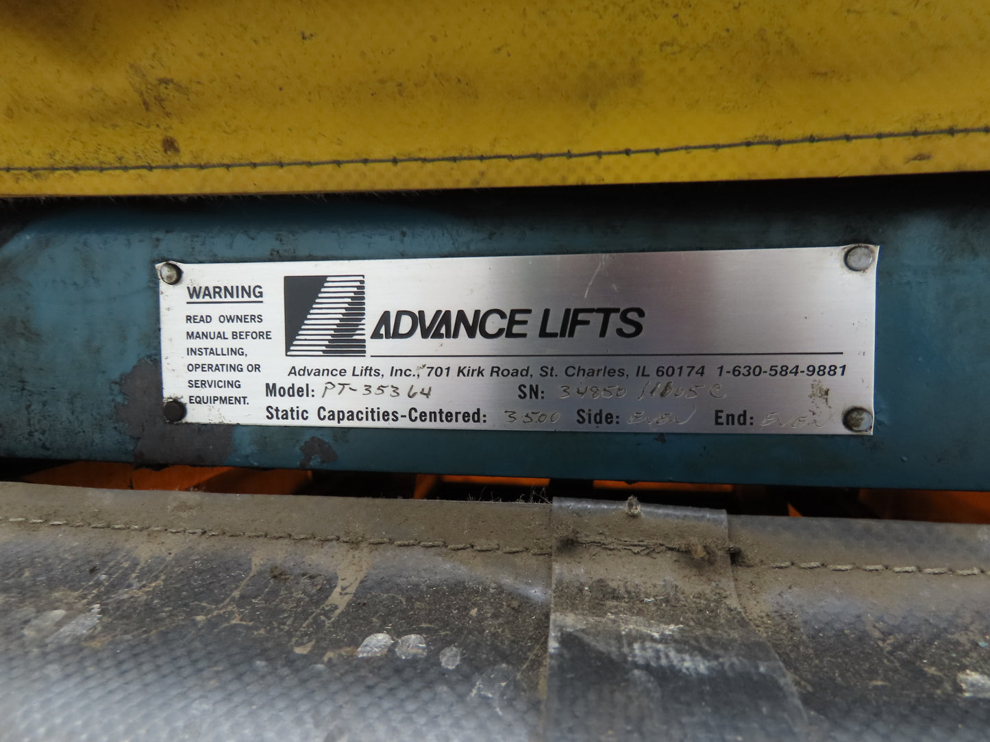 Advance Hydraulic Scissor Lift and Tilt Table 3500lb 48x48" 45° 36" Travel 120V