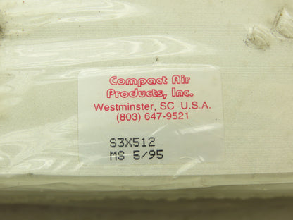 Compact Air Products S3X512 Pneumatic Air Cylinder 3" Bore x 5-1/2" Stroke