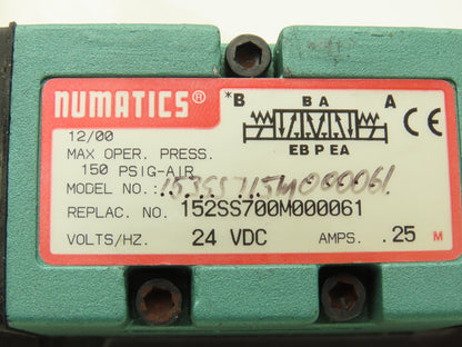 Numatics 152SS700M000061 Pneumatic Double Solenoid Valve 24VDC 150 PSI MK15
