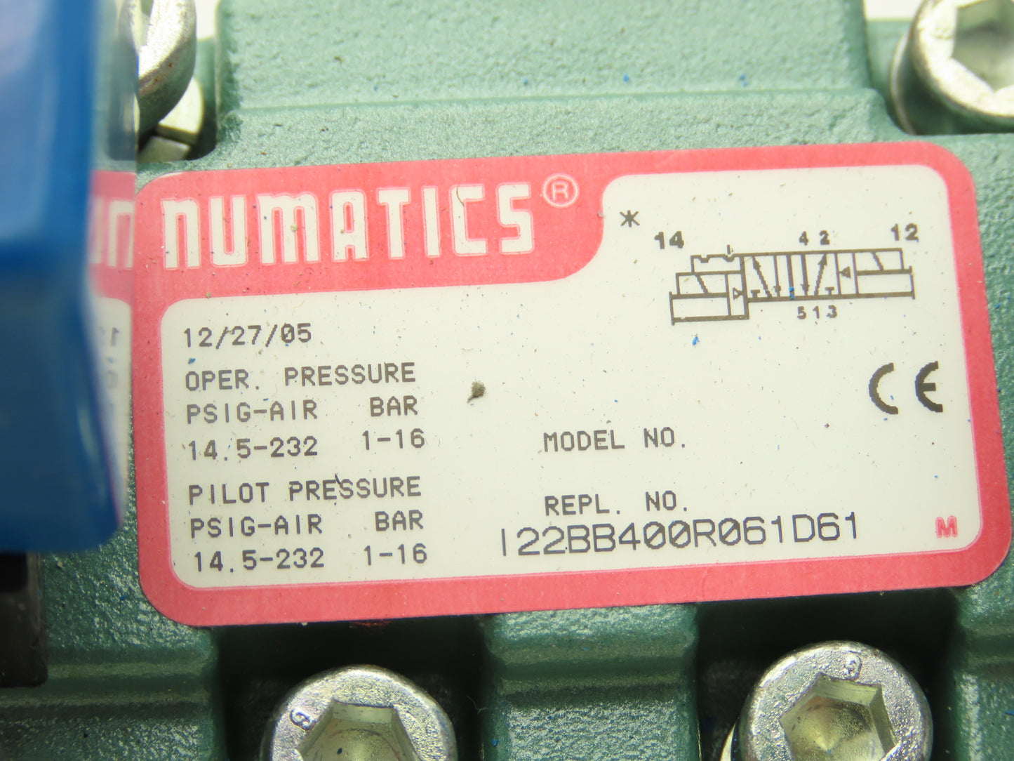 Numatics 122BB400R061D61 Pneumatic Directional Valve 5/2 Position 24VDC Coil