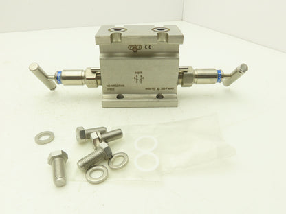 PGI M3-685SDT-W9 2 Valve Block Manifold Assy Straight Style 6000PSI Max 316SS