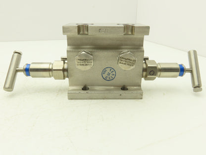 PGI M3-685SDT-W9 2 Valve Block Manifold Assy Straight Style 6000PSI Max 316SS