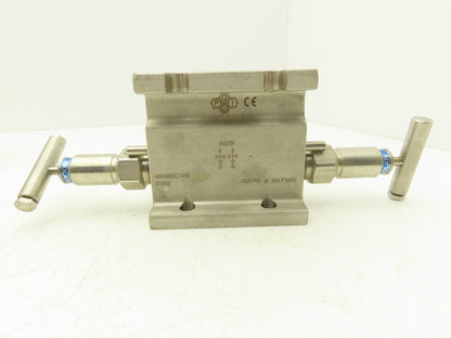 PGI M3-685SLT-W9 2 Valve Block Manifold Straight Style 1500PSI Max @200° 316SS