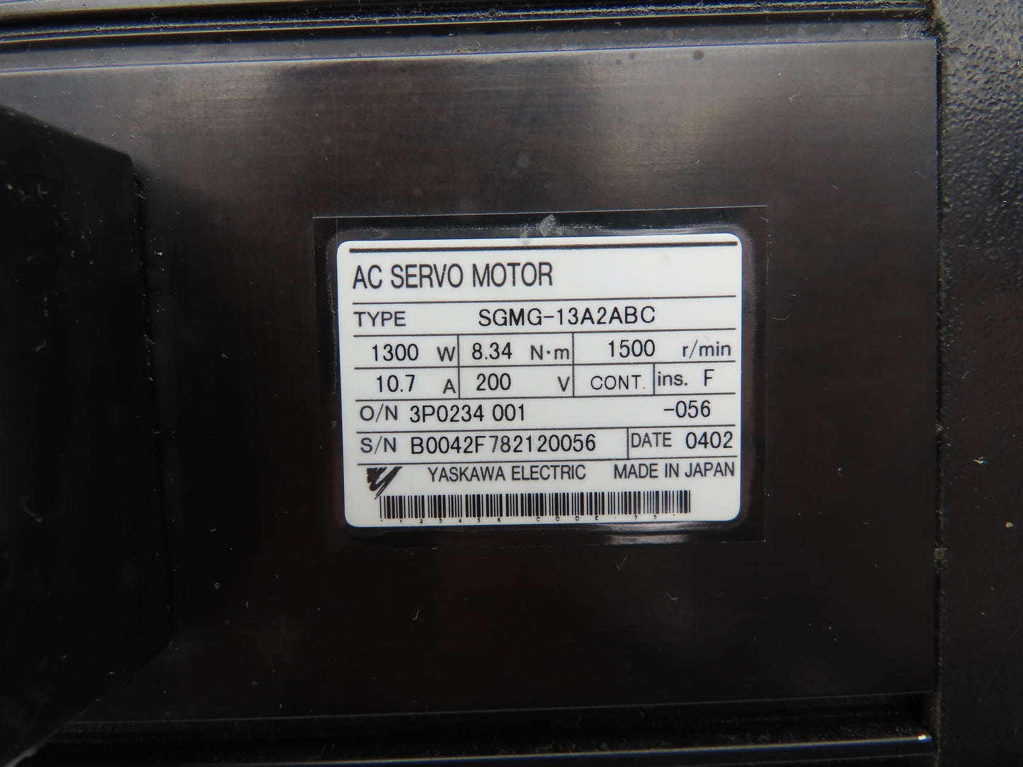 Yaskawa SGMG-13A2ABC AC Servo Motor 1300W 1500 RPM 200V UTOPH-81AWF