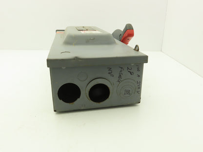 Square D H223NRB Safety Disconnect Switch 100 Amp 240 VAC 250VDC 2 Pole NEMA 3R