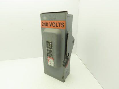 Square D H223NRB Safety Disconnect Switch 100 Amp 240 VAC 250VDC 2 Pole NEMA 3R