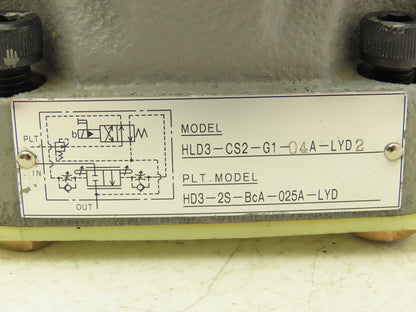 Toyooki Kogyo HLD3-CS2-G1-04A-LYD2 Hydraulic Solenoid Brake/Deceleration Valve