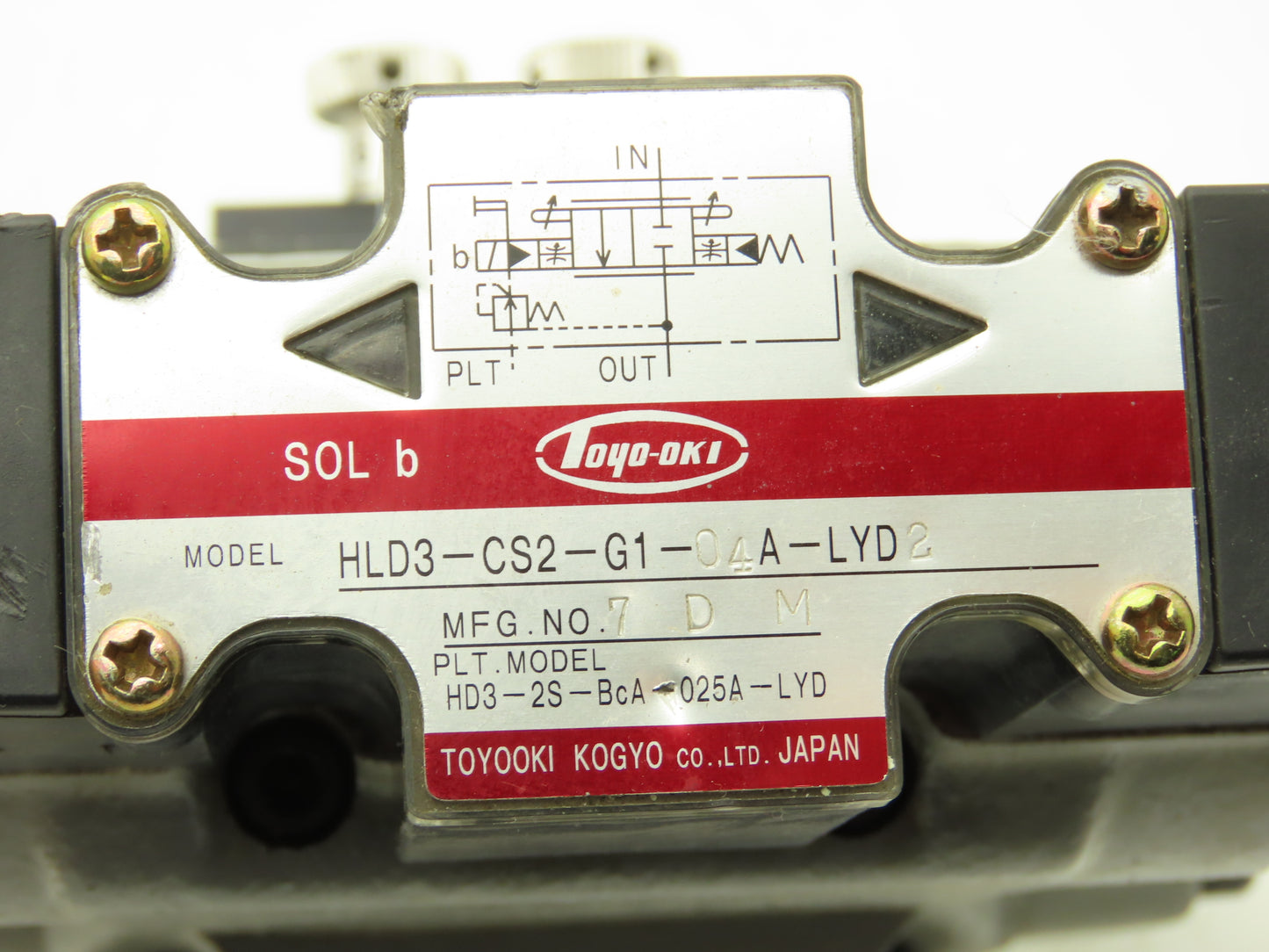 Toyooki Kogyo HLD3-CS2-G1-04A-LYD2 Hydraulic Solenoid Brake/Deceleration Valve