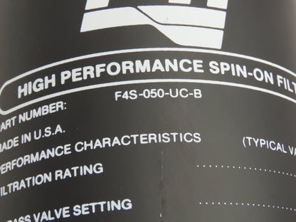 PTI Technologies F4S-050-UC-B High Performance Spin-On Filter 1-1/2" to 2" NPT