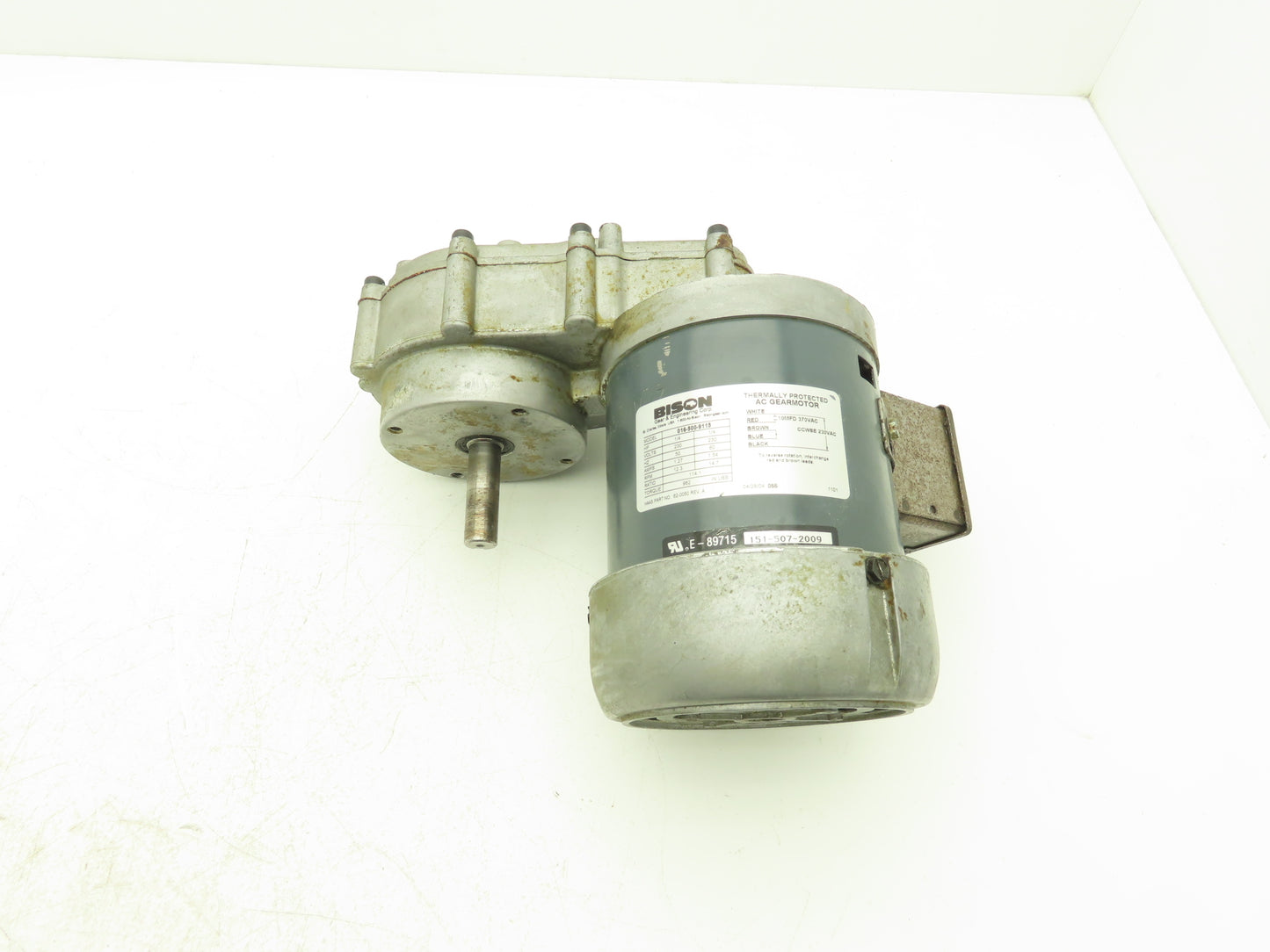 Bison Haas 016-500-9115 Offset Parallel Gearmotor 1/4Hp 230VAC 114:1 Ratio 14rpm
