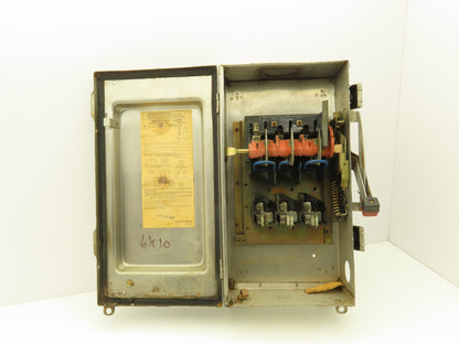 Square D H323-NDS Safety Disconnect Switch 100 Amp 240V 3Pole Stainless 3R Fused