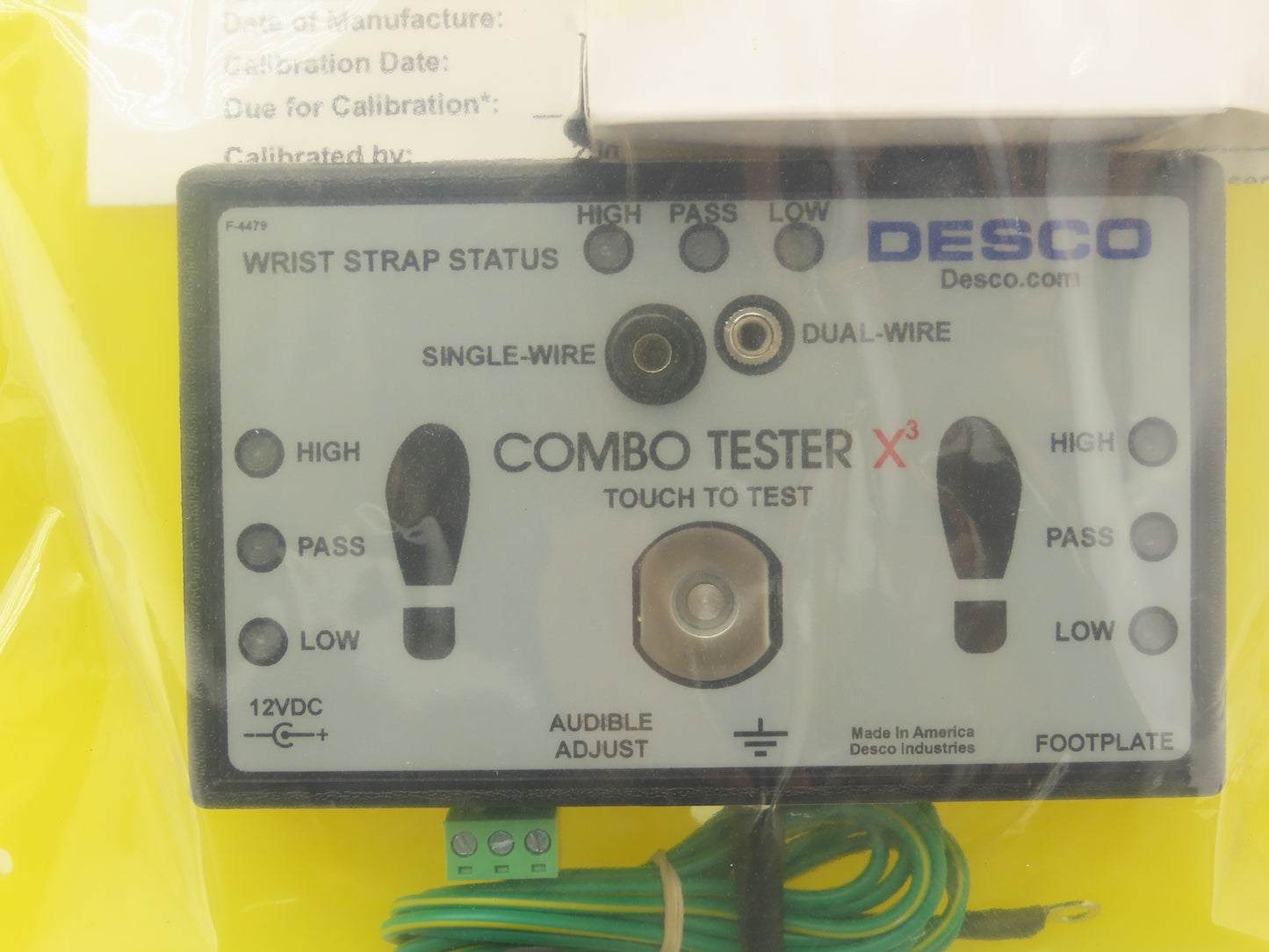 Desco 19276 ESD Personal Grounding Station Combo Tester X3 Dual Foot Plate