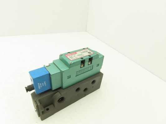 Numatics 123BA43AM Pneumatic Air Solenoid Valve 150PSI 24VDC W/Manifold Base