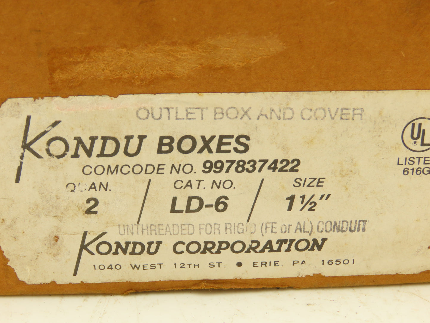 Kondu LD-6 Ridgid 1-1/2" Right Angle Conduit Outlet Box Lot of 4