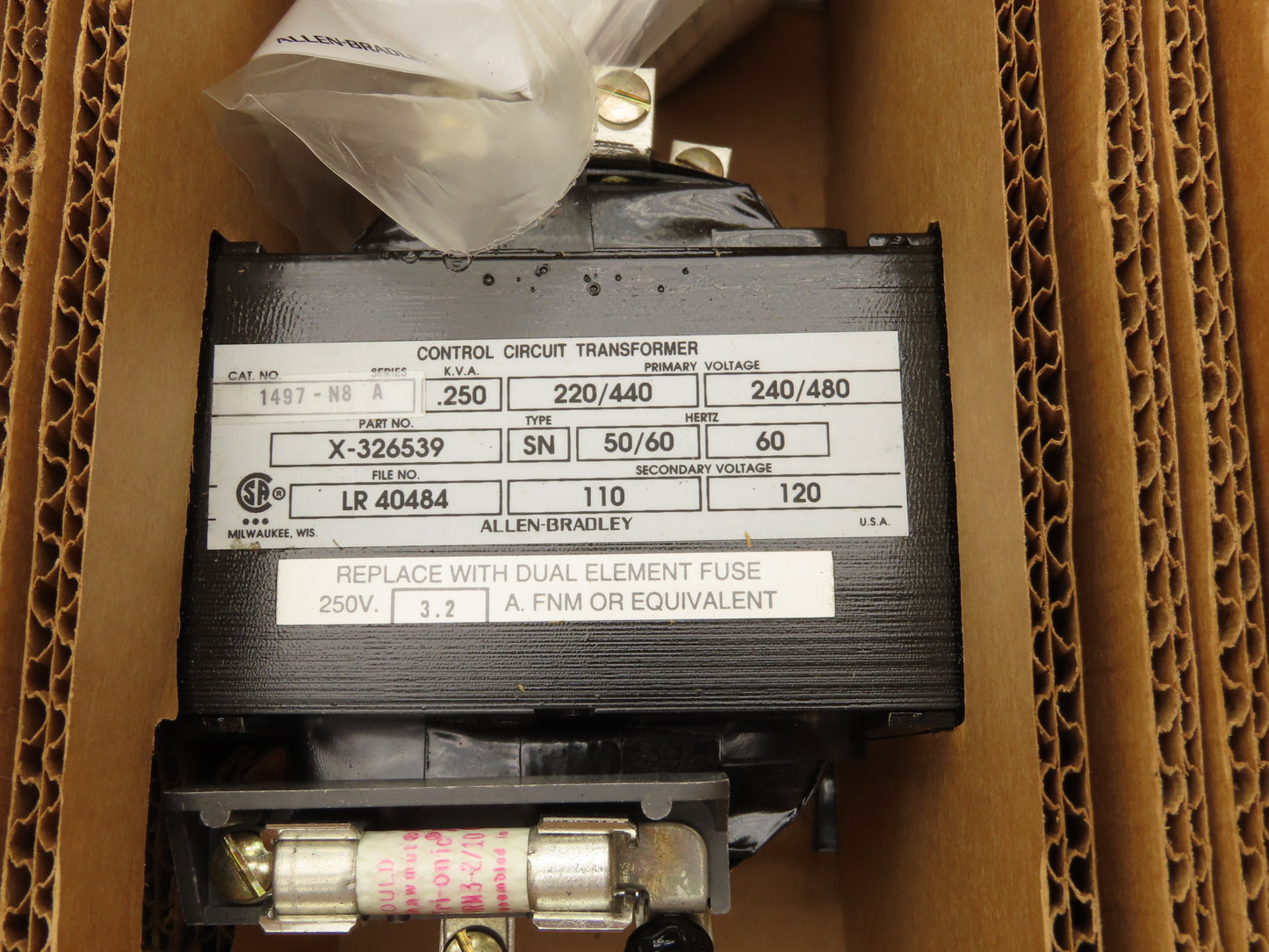 Allen Bradley 1497-N8 Control Transformer Ser A Pri 240/480V Sec 120V 0.250 KVA