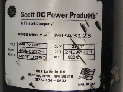 Scott DC Power Products MPA3125 Hydraulic Pump & Motor 1Hp 1800rpm 48VDC