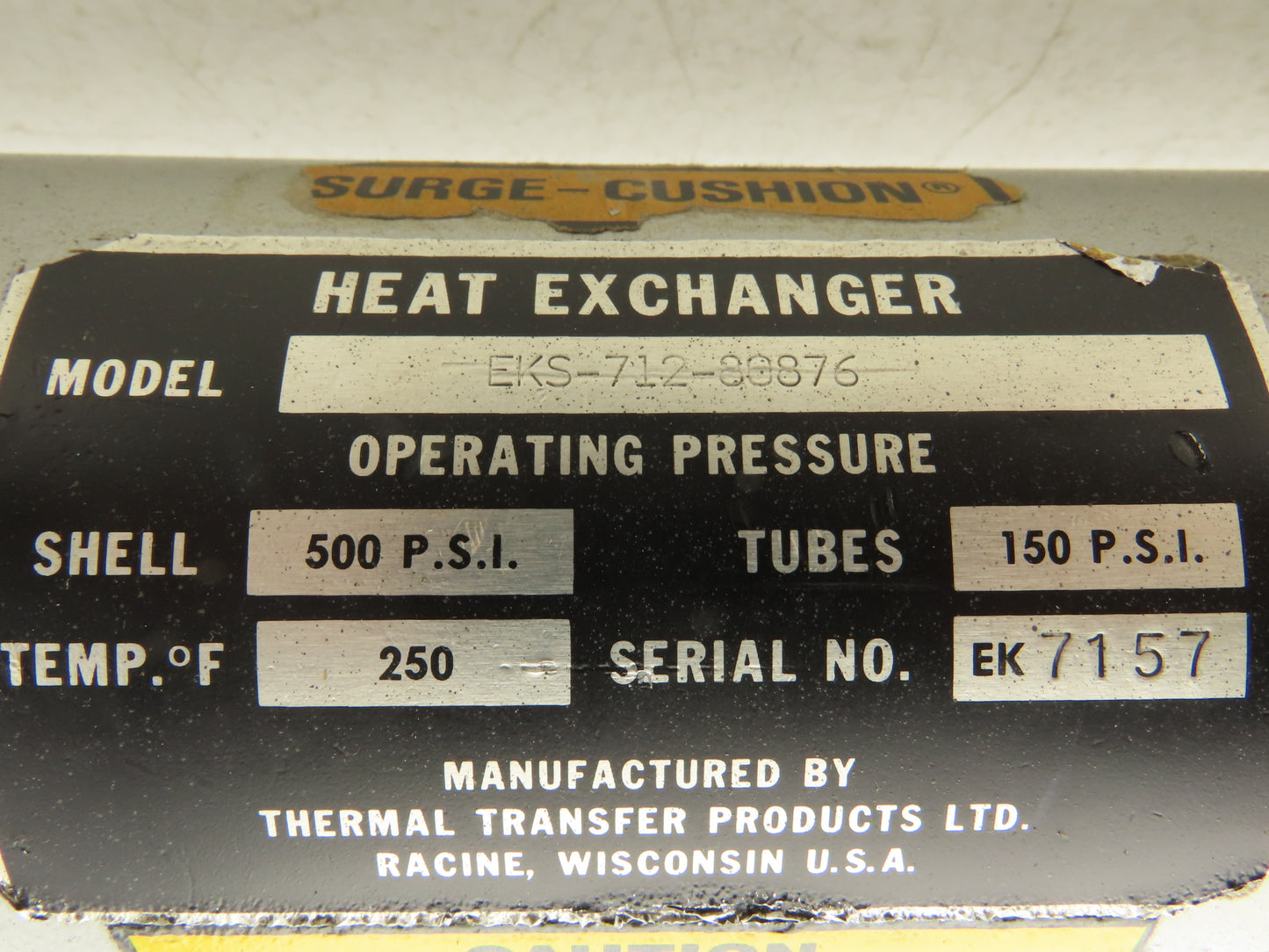 Thermal Transfer EKS-712-80876 Oil Cooler Shell & Tube Heat Exchanger 2-Pass
