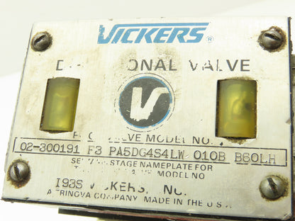 Vickers PA5DG4S4LW 010B B6OLH Hydraulic Directional Control Solenoid Valve 120V
