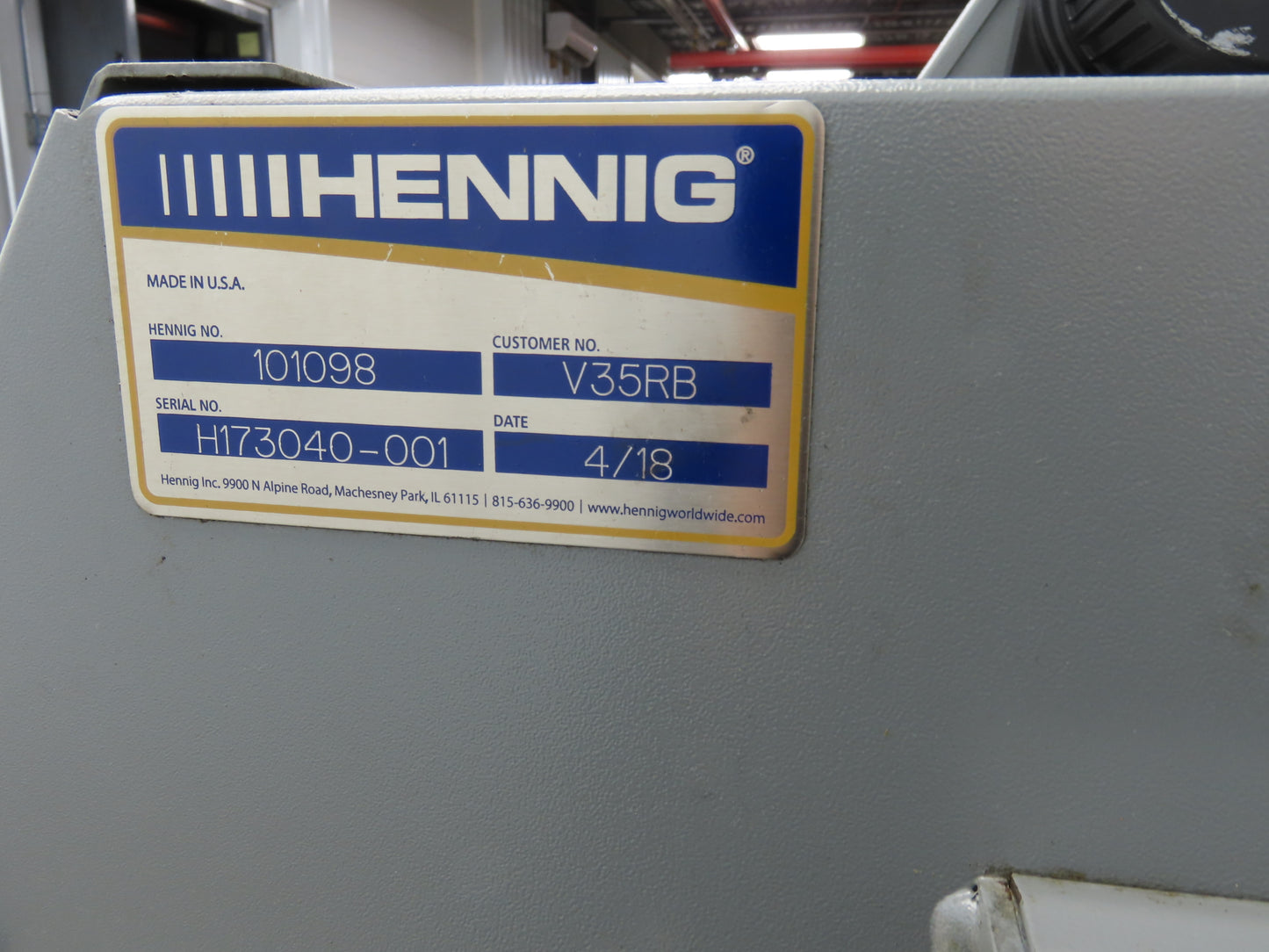 Hennig 8' 6" Chip Conveyor 16"W x 64" Infeed 19"H Discharge 230/460V 3PH