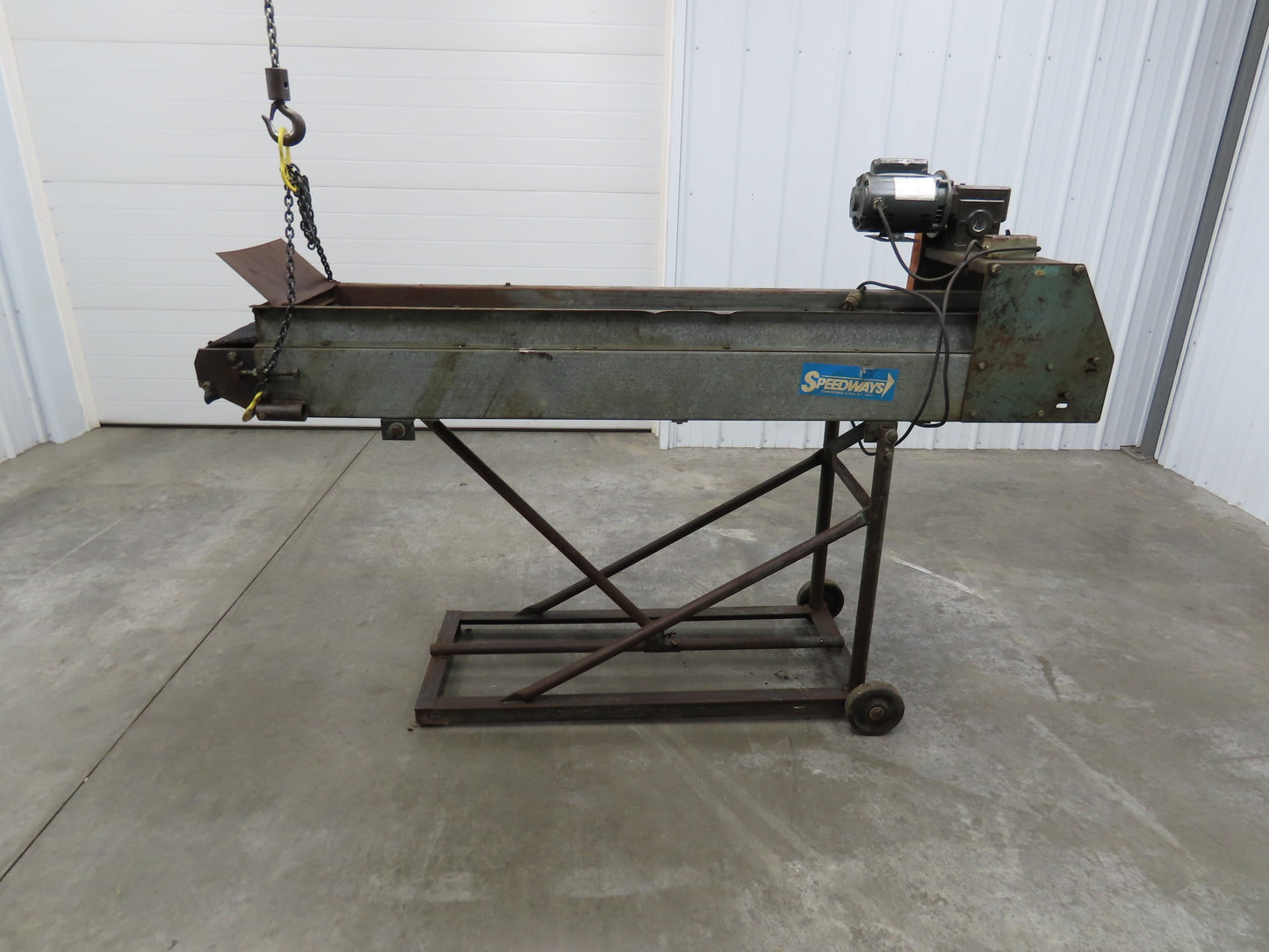 Speedways 84"L Adj Incline Portable Parts Conveyor 12" Cleated Belt 115/230V 1PH