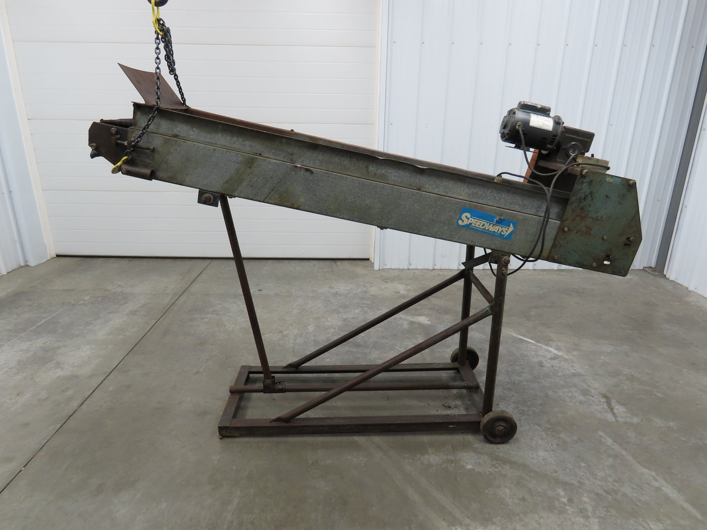 Speedways 84"L Adj Incline Portable Parts Conveyor 12" Cleated Belt 115/230V 1PH