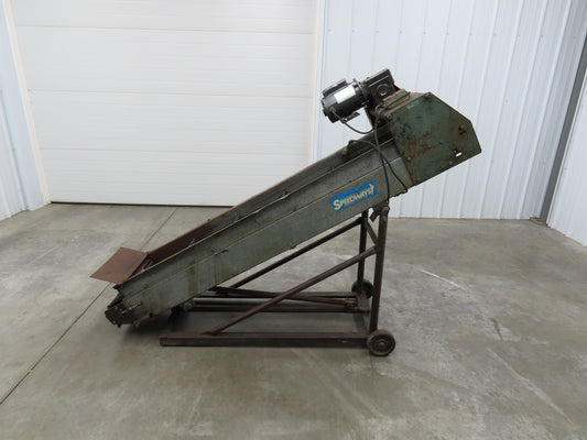 Speedways 84"L Adj Incline Portable Parts Conveyor 12" Cleated Belt 115/230V 1PH