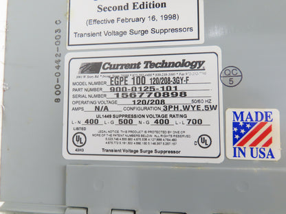 PE EGPE100 Current Technology 120/208-3GY Transient Voltage Surge Supressor