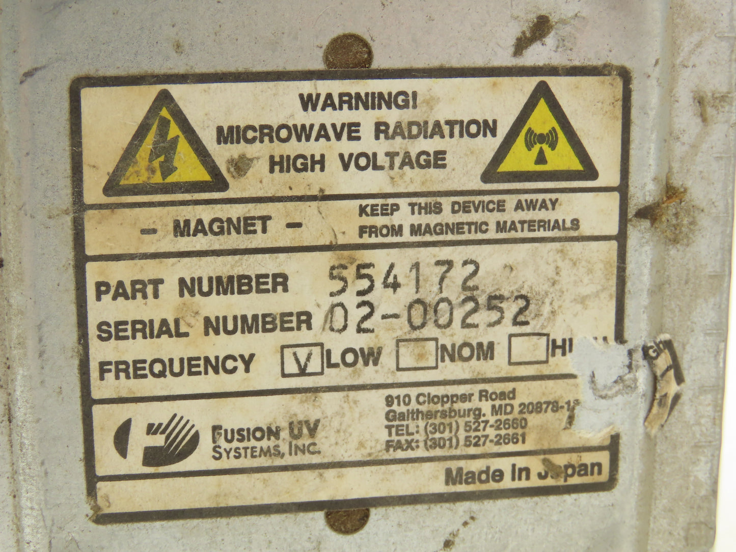 Fusion UV 554172 Magnetron Low Frequency Microwave Generator Lot of 2