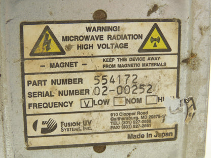 Fusion UV 554172 Magnetron Low Frequency Microwave Generator Lot of 2