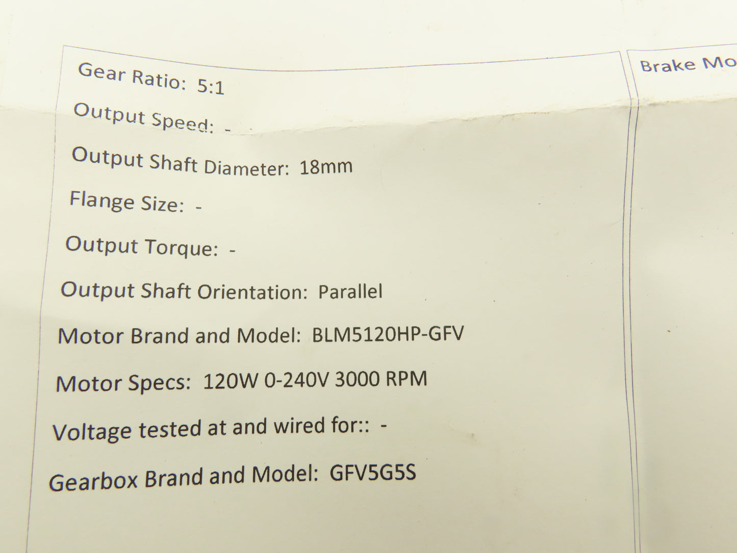 Oriental Motor BLM5120HP-GFV Brushless DC Gear Motor 0-240V 5:1 Gearhead GFV5G5S