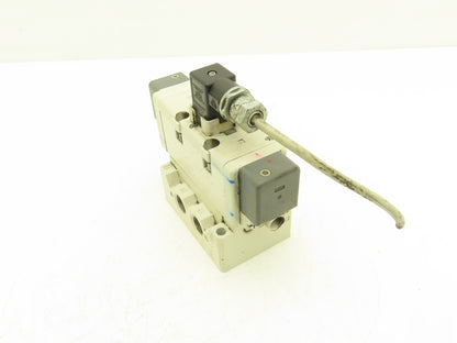 SMC VQ7-8-FHG-D-3Z Pneumatic Solenoid Valve 24VDC 1/2" Manifold