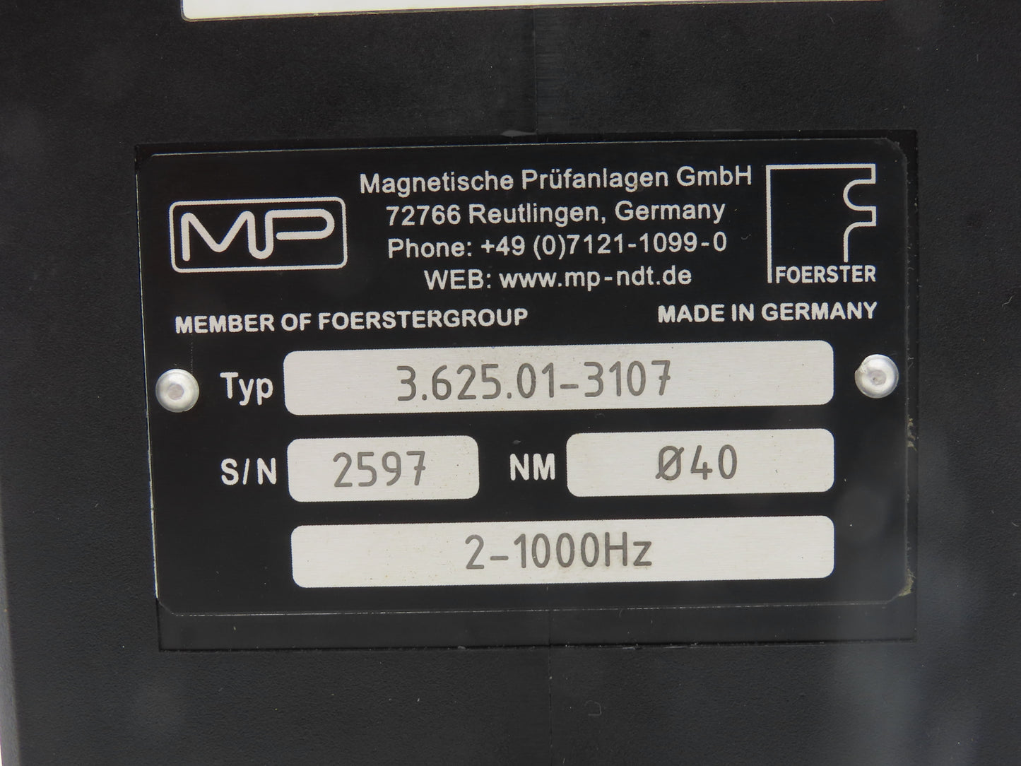 Magnetische 3.625.01-3107 Foerster Magnatest Test Coil 40mm Bore 2-1000Hz