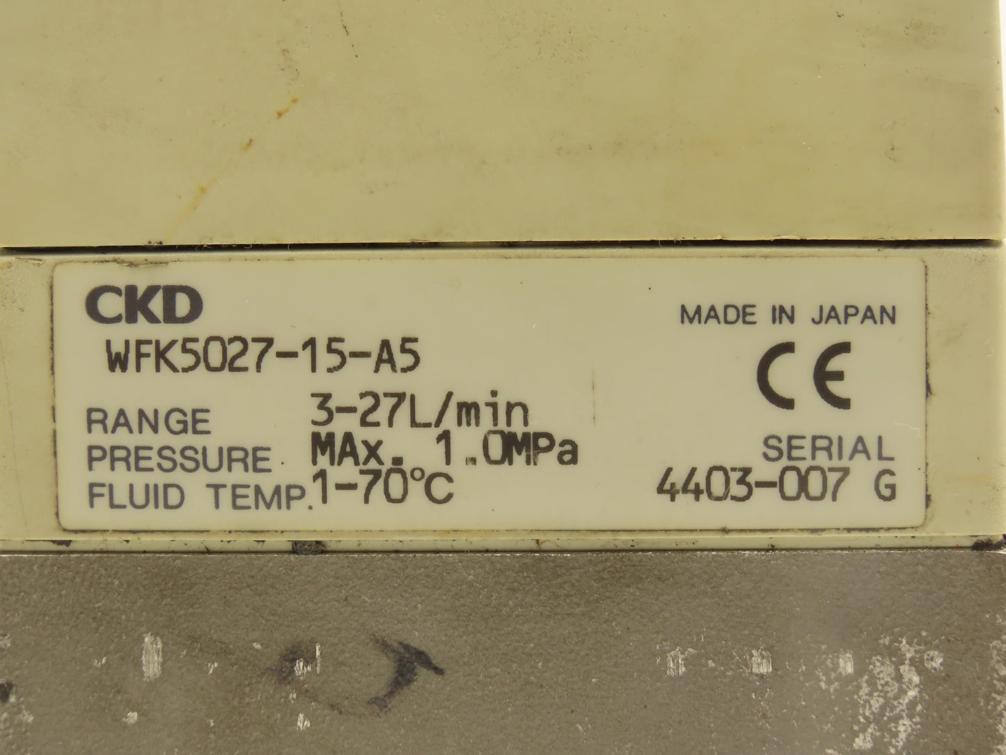 CKD Fluerex WFK5027-15-A5 Karman Vortex Flow Meter Sensor 3-27L/min Rc 1/2"