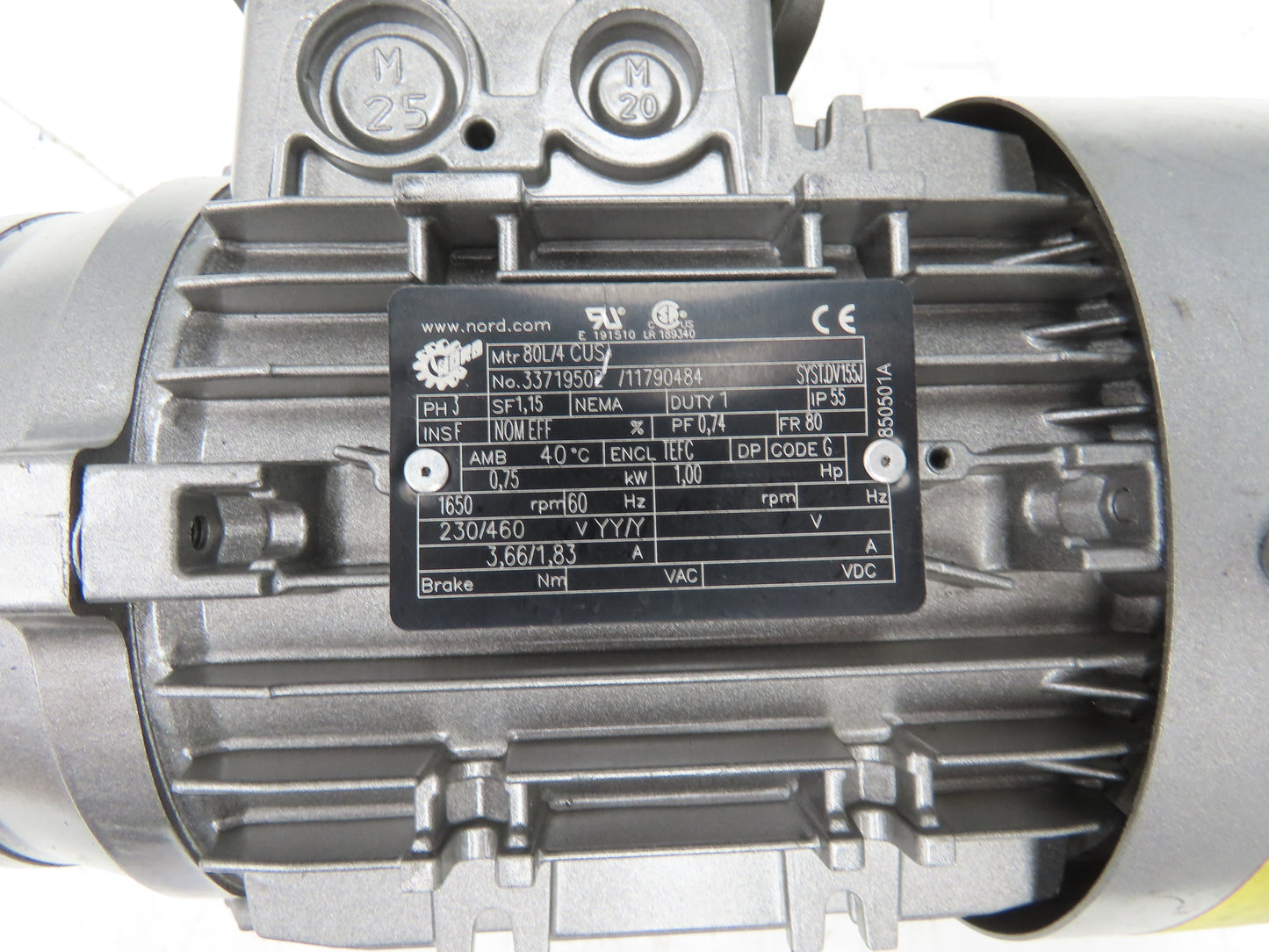 Nord 1SM50AX-80L/4 CUS Gearmotor 5:1 Ratio 330 RPM .75kw 230/460V Hollow Shaft