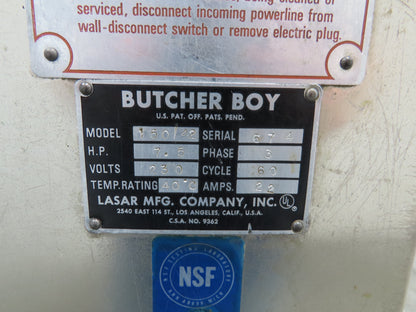 Butcher Boy Commercial Meat Mixer Grinder Stainless Food Grade 7.5Hp 3Ph Parts