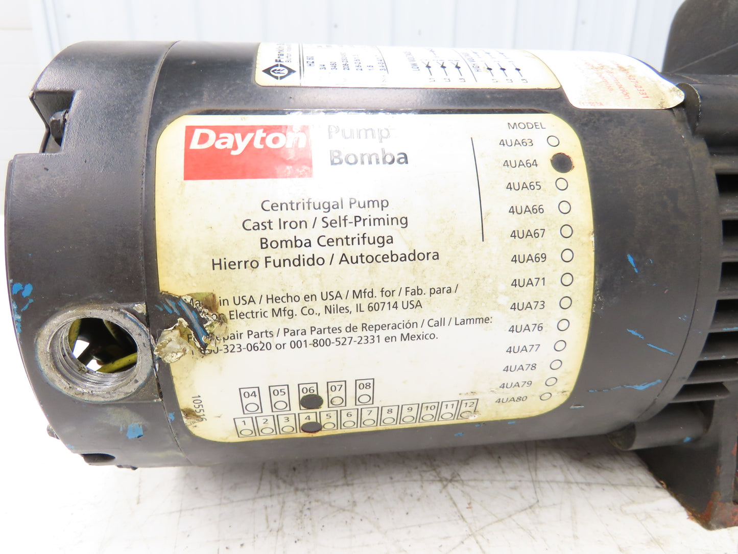 Dayton 4UA64 Self Priming Centrifugal Pump 3/4"NPT 3/4Hp 230/460V 3PH
