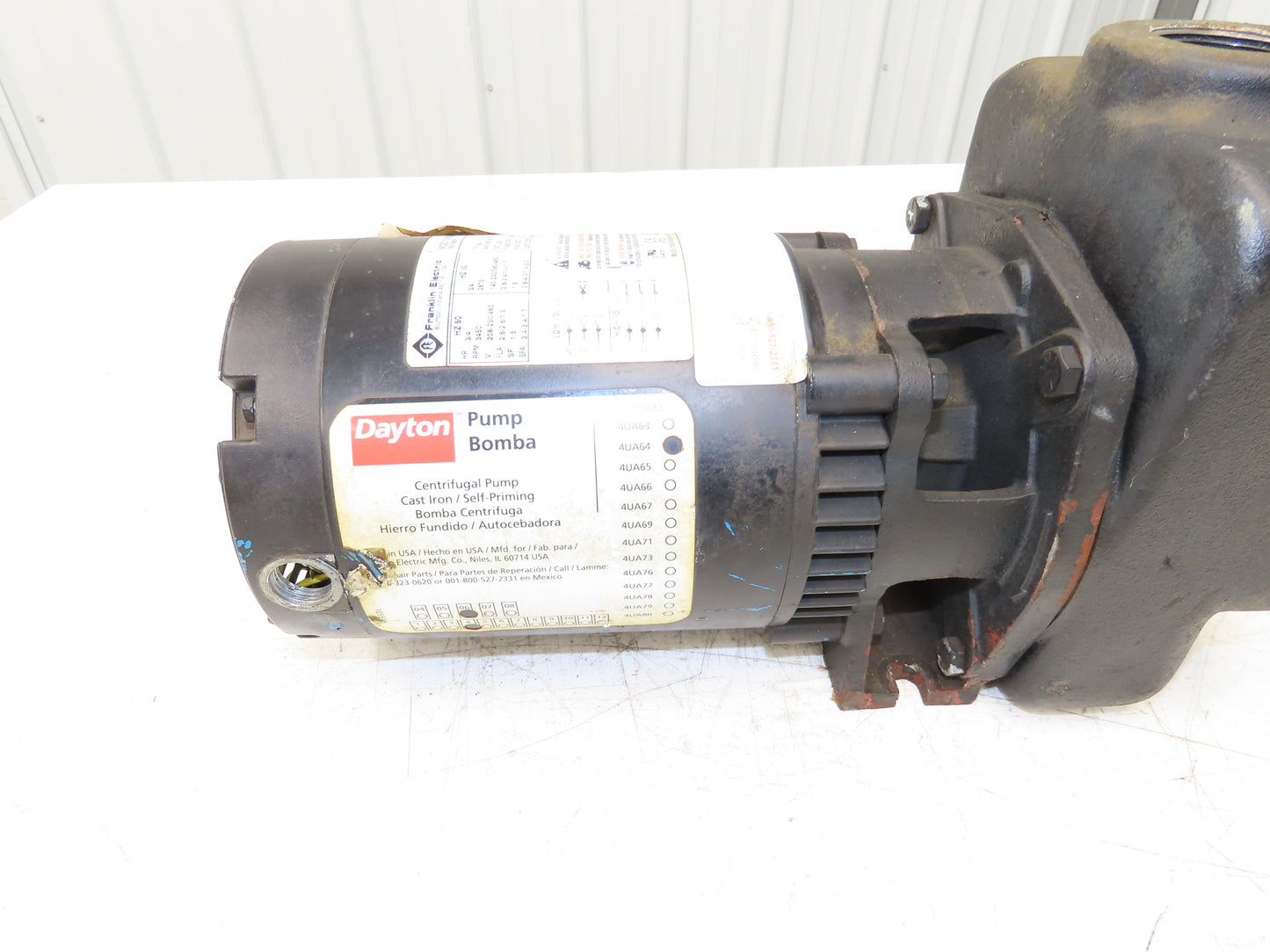 Dayton 4UA64 Self Priming Centrifugal Pump 3/4"NPT 3/4Hp 230/460V 3PH