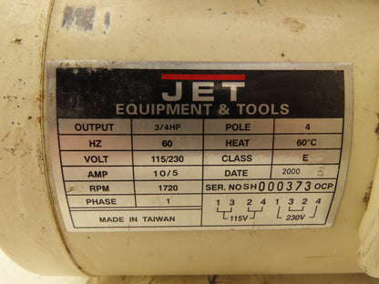 Jet Equipment & Tool Spindle Sander Motor 3/4Hp 1720 RPM 115/230V 1PH