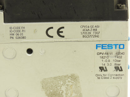 Festo CPV14-GE-ASI-4E4A-Z-M8 Pneumatic 4-Station Solenoid Valve Manifold 24VDC